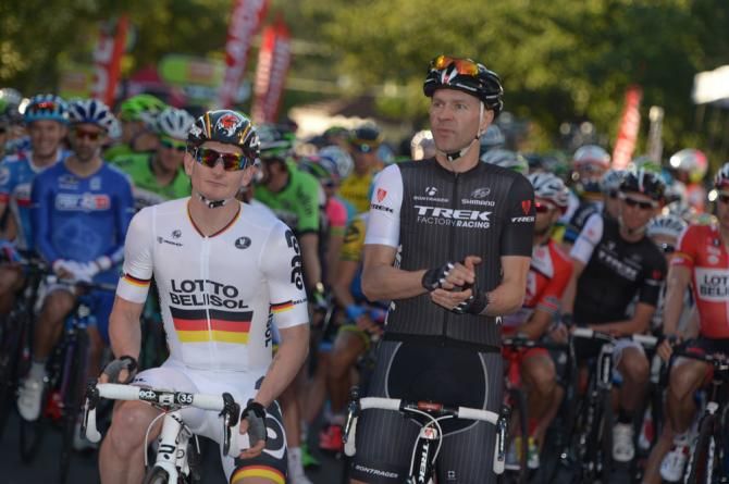 Greipel and Voigt on the start line of the criterium