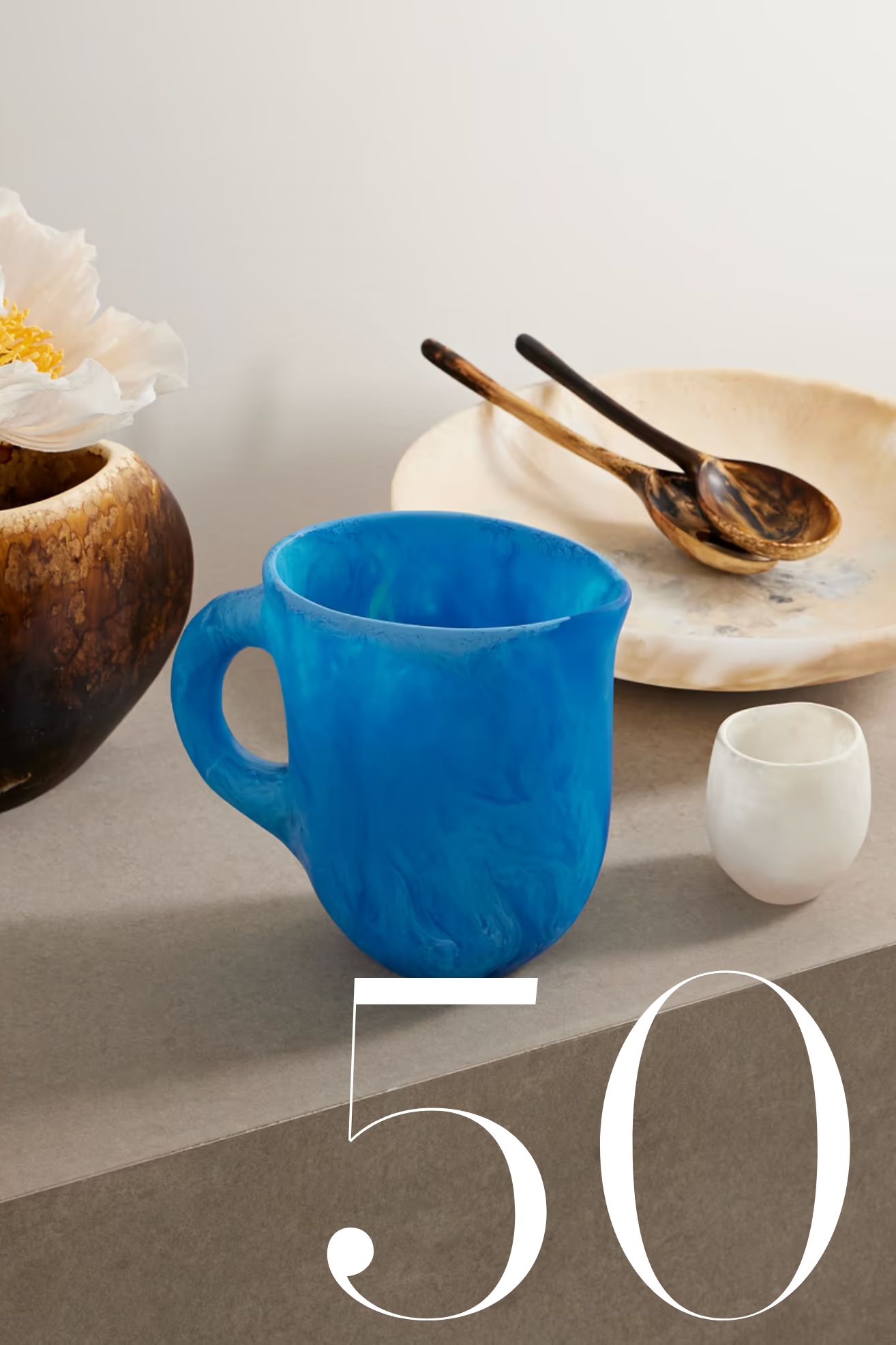 Dinosaur Designs blue jug with bowl, cup, and salad servers