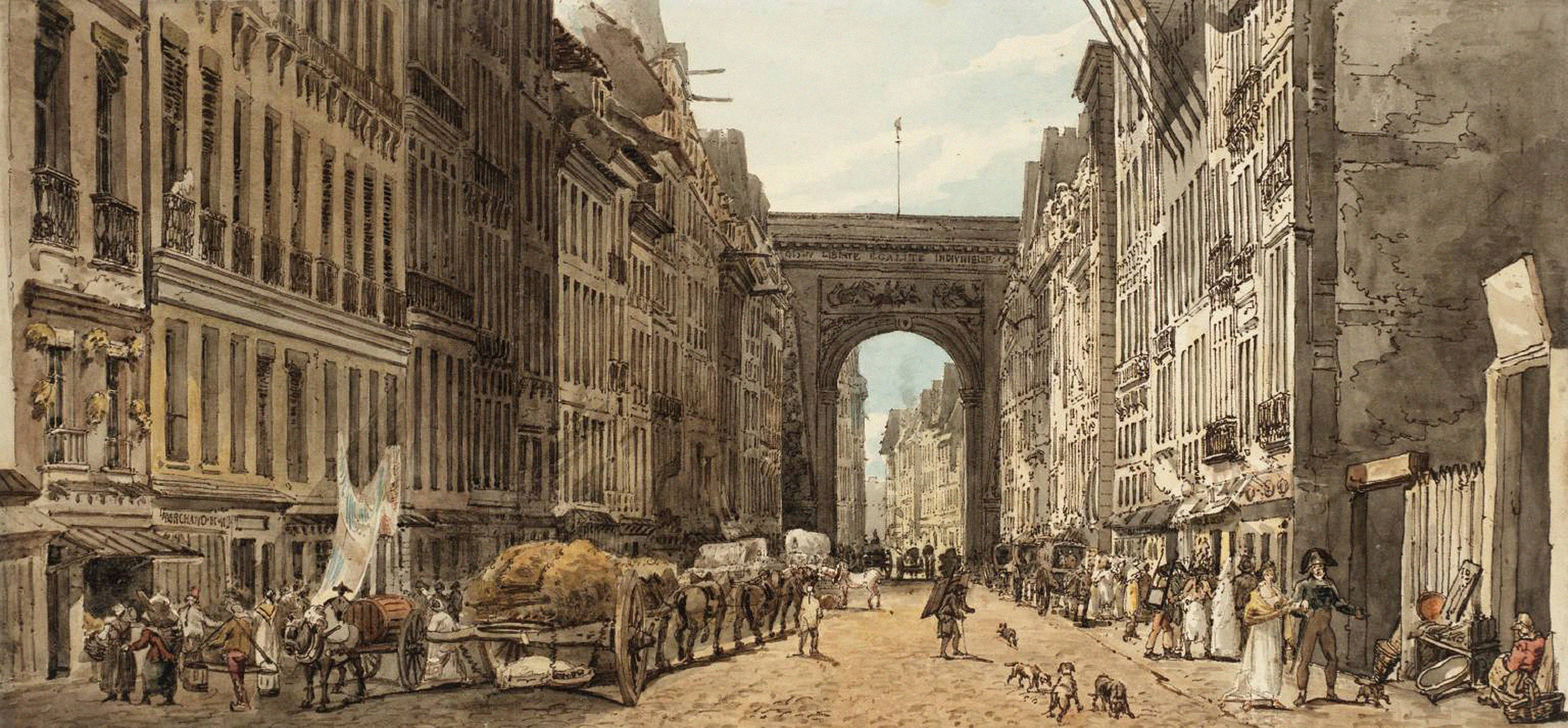 Thomas Girtin&#039;s La Rue St Denis, 1802.