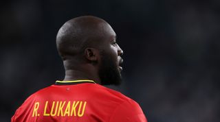 Romelu Lukaku of Belgium looks on during the UEFA Nations League 2021 Semi-final match between Belgium and France at Allianz Stadium on October 07, 2021 in Turin, Italy.