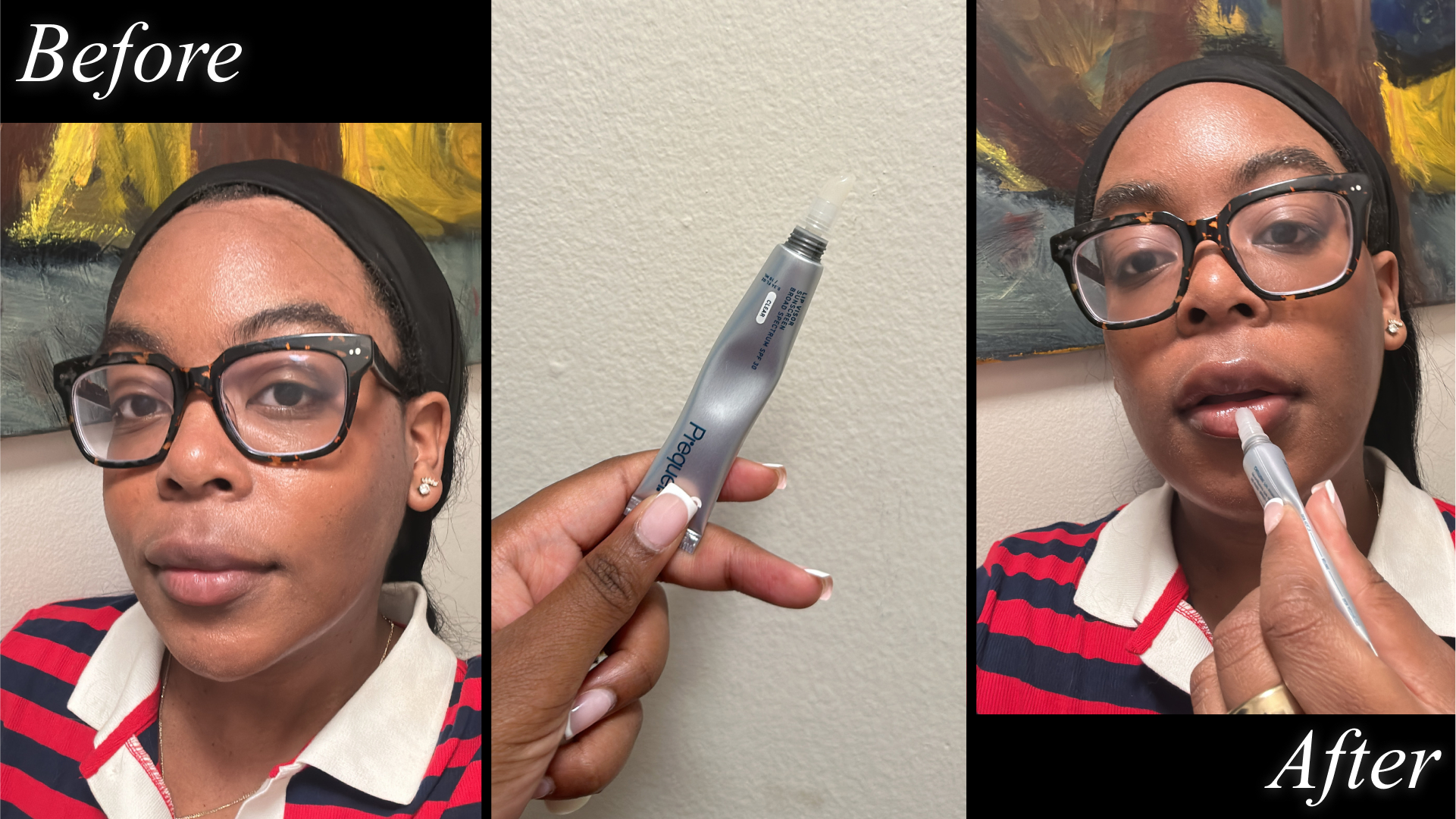 Ariel Baker testing Prequel SPF Lip Balm