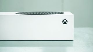 Xbox Series S viewed from the front.