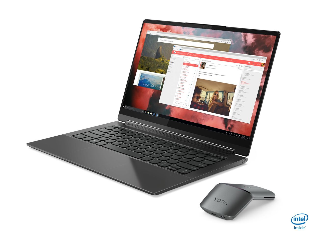 Lenovo Yoga 9i Front Facing Left With Yoga Mouse