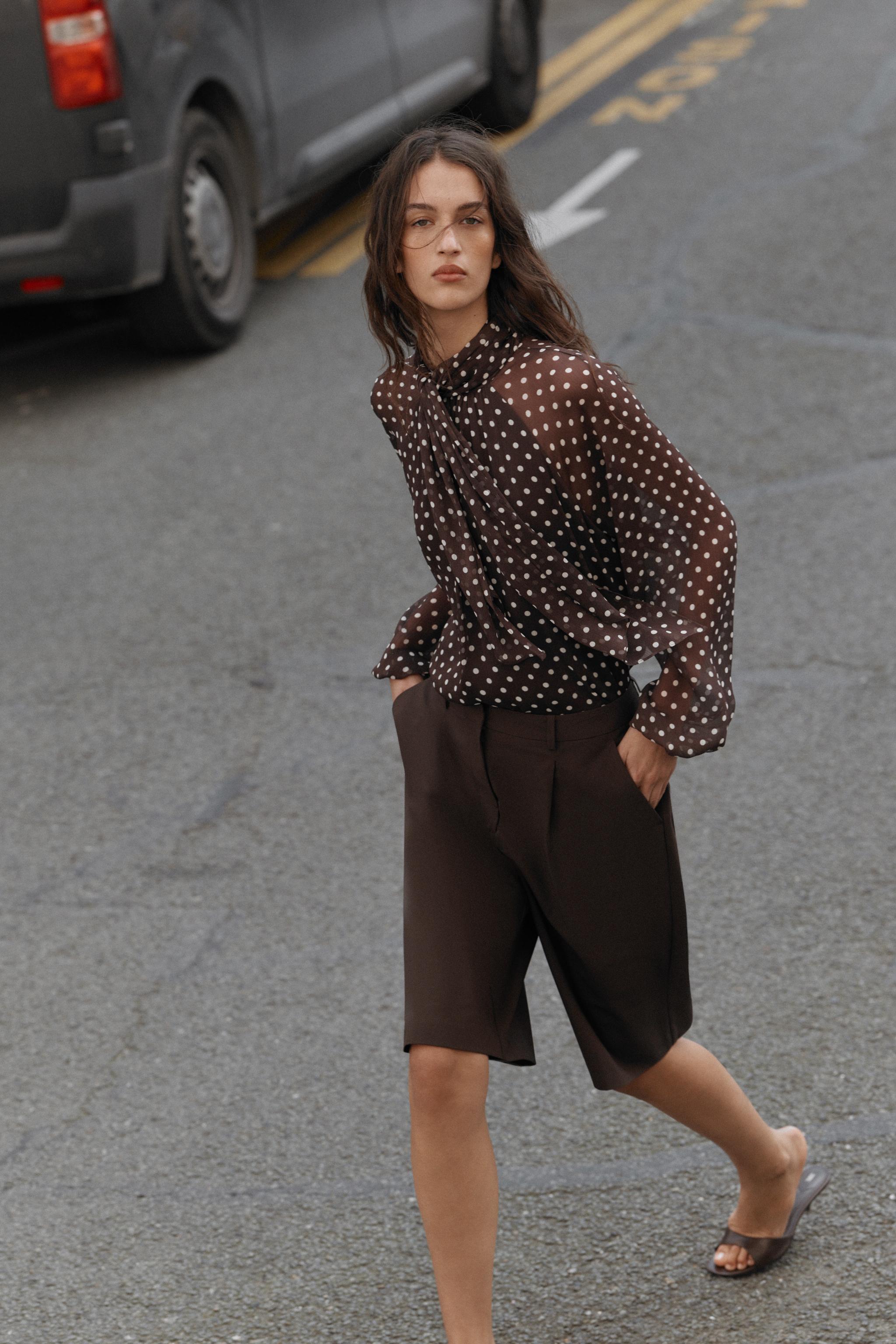Polka Dot Blouse With Bow