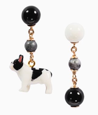 Black and white French bulldog earrings