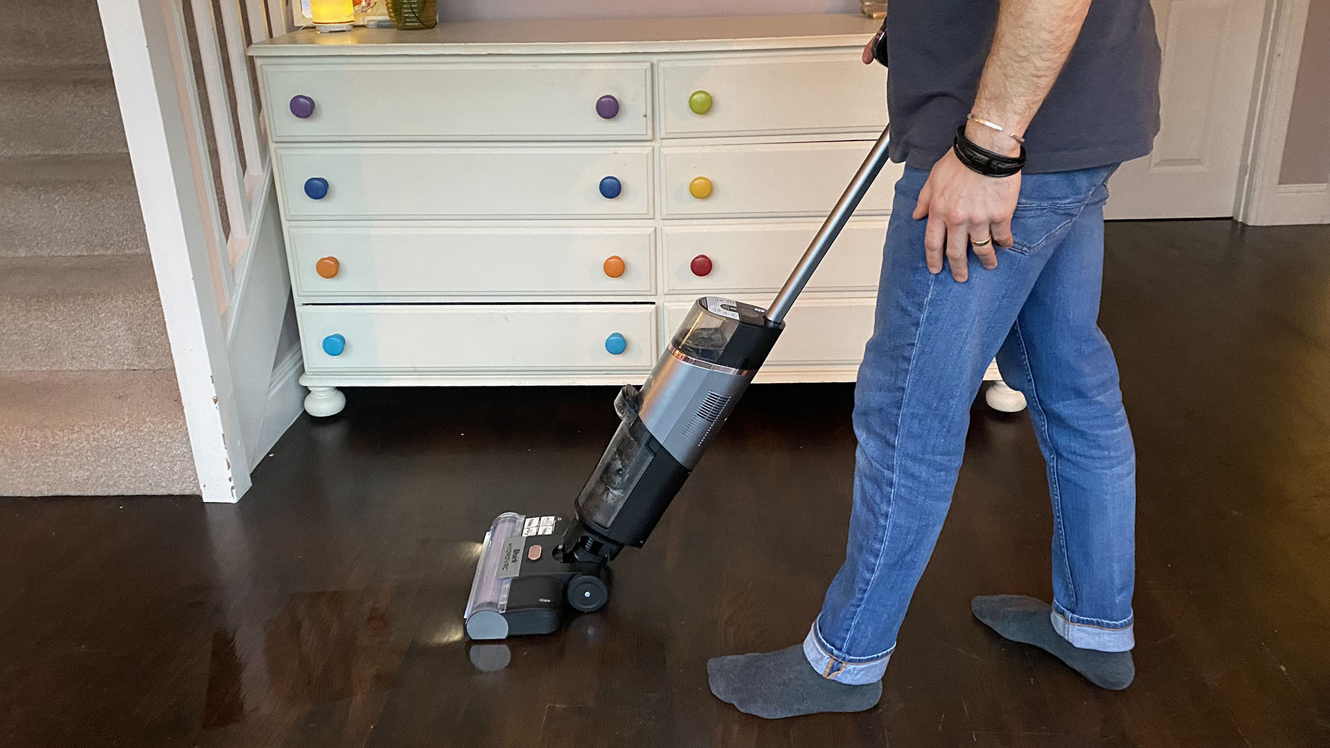 Shark HydroVac Cordless floor cleaner in reviewer's home