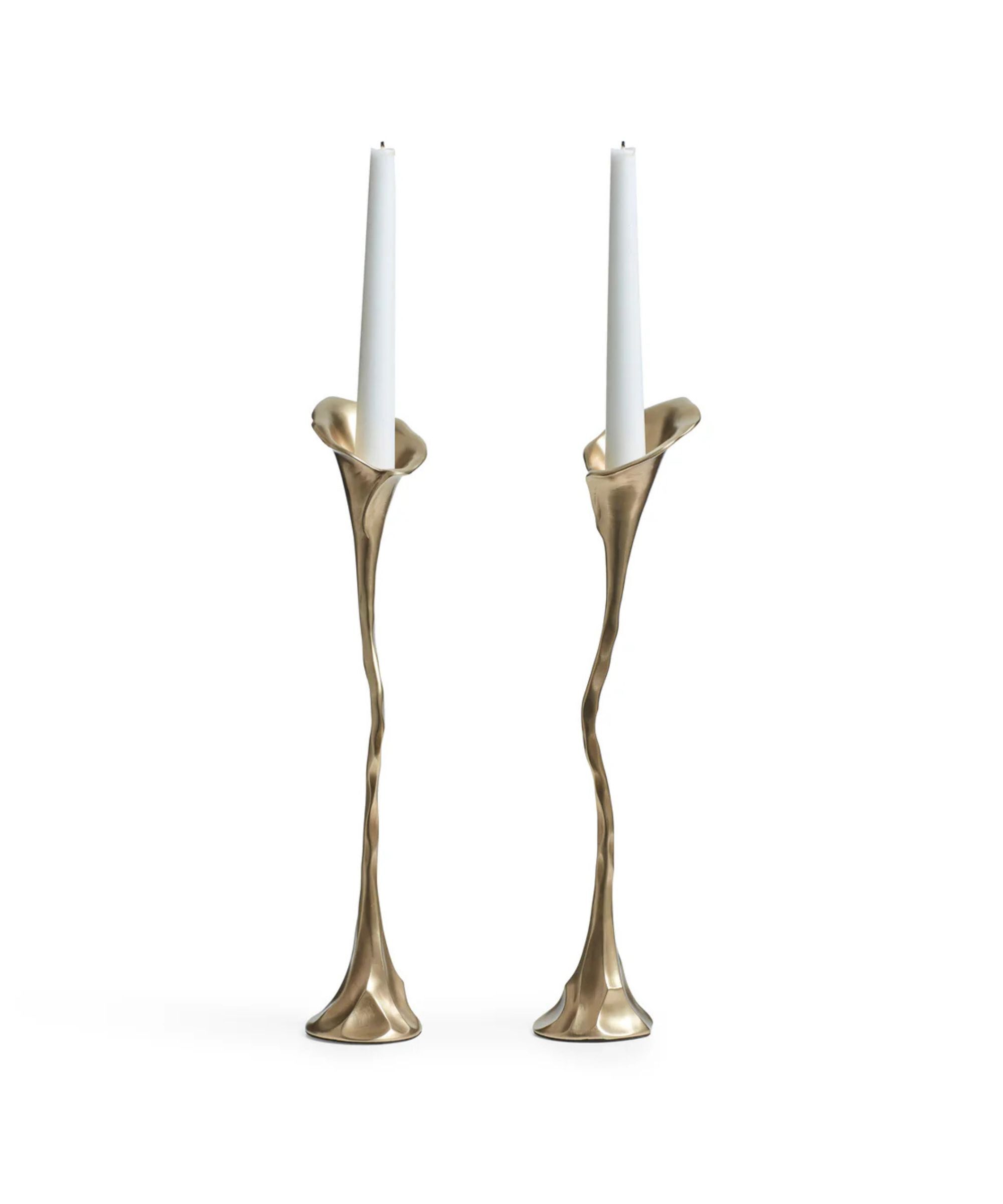 Oka antique brass candlesticks