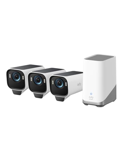 Eufycam S3 Pro 3-Cam Kit, Solar Camera Outdoor Wireless, Colour Night Vision, 4k Security Camera With Solar Panel, Forever Power 2.0, Face Recognition Ai, Expandable Local Storage, No Monthly Fee