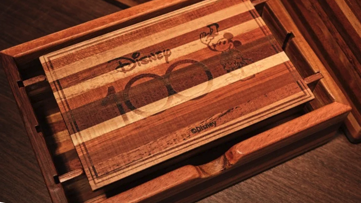 Disney-themed Fujifilm X100V wooden storage box on a wooden table