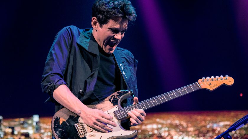 John Mayer performs at the Verizon Center in Washington, D.C. with his Fender Custom Shop Black1 electric guitar as part of his The Search For Everything Tour, April 6, 2017.