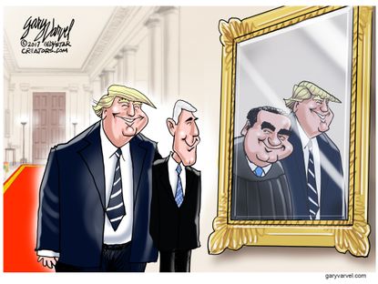 Political Cartoon U.S. Neil Gorsuch Antonin Scalia Supreme Court nominee