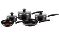 Tefal 5 Piece, Essential, Pots and Pans Set, Black, Aluminium, Non Stick