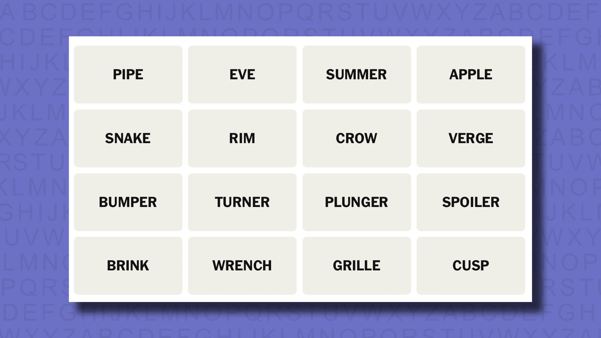 NYT Connections hints for game 725 on a purple background