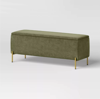 green velvet small entryway bench