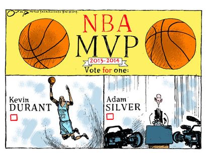 Editorial cartoon NBA MVP Adam Silver