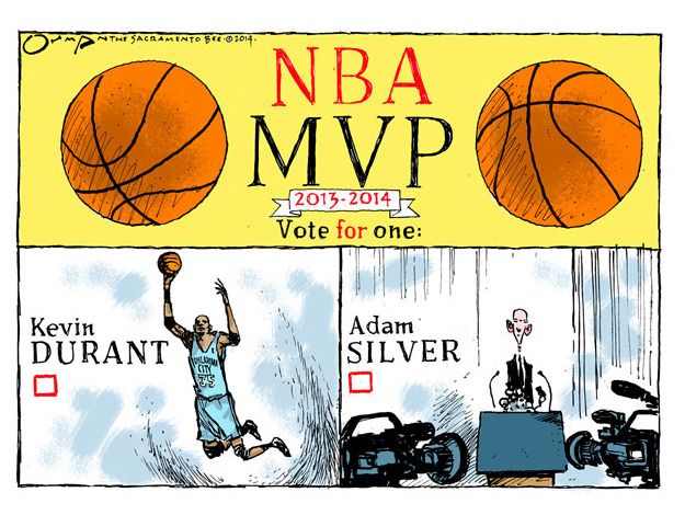 Editorial cartoon NBA MVP Adam Silver