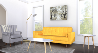 Amazon living room bright yellow sofa