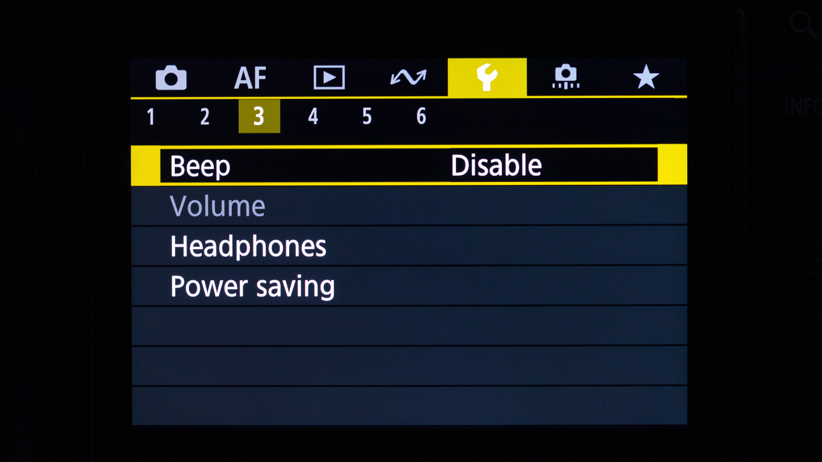 Back of Canon EOS R6 Mark II showing the camera menu