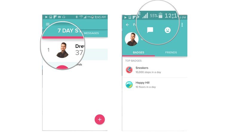 tap friend to send message to