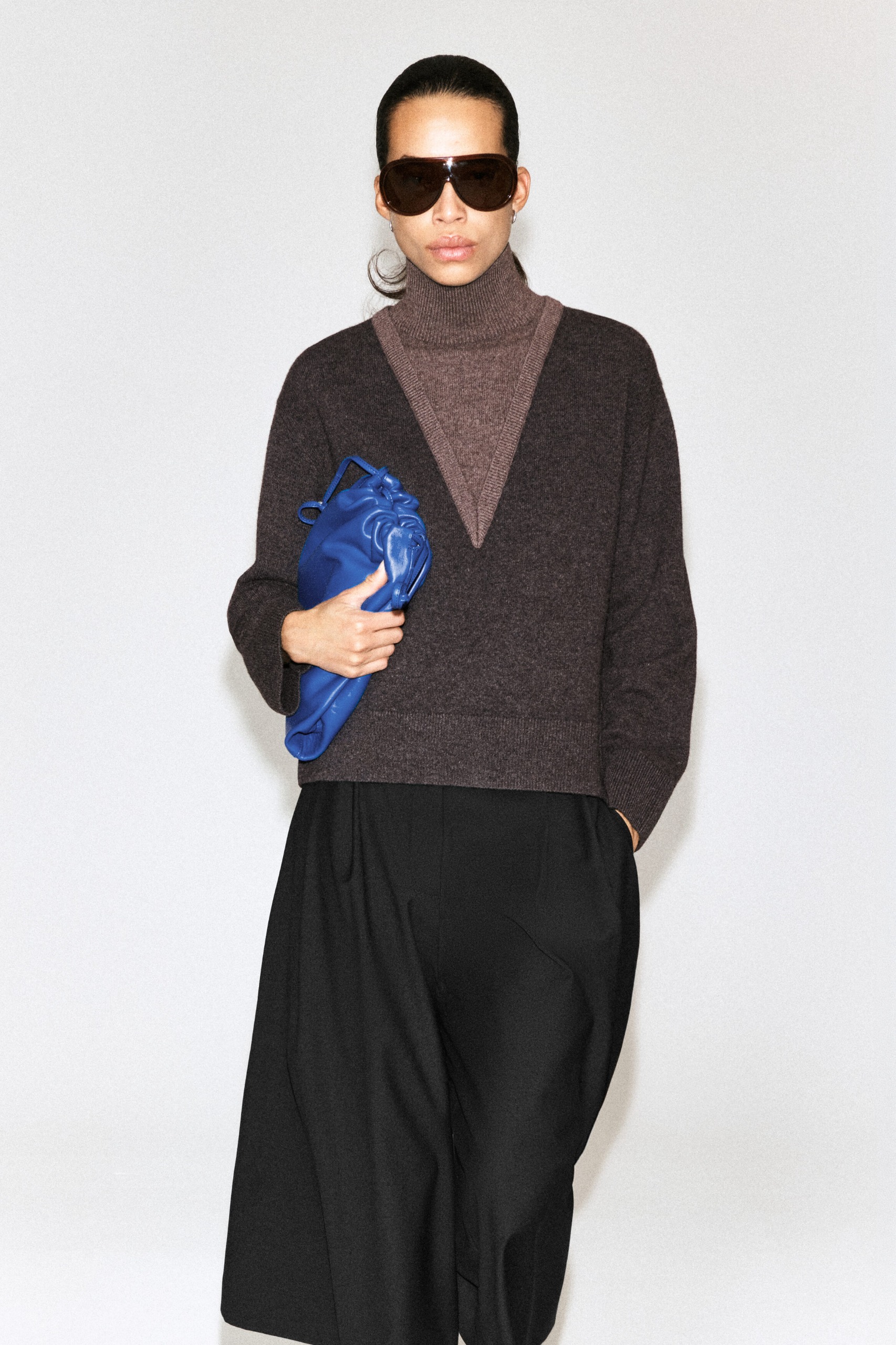 Layered Mock-Neck Merino Wool Sweater