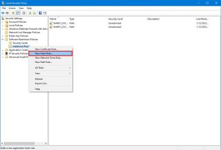 Local Security Policy new hash rule option
