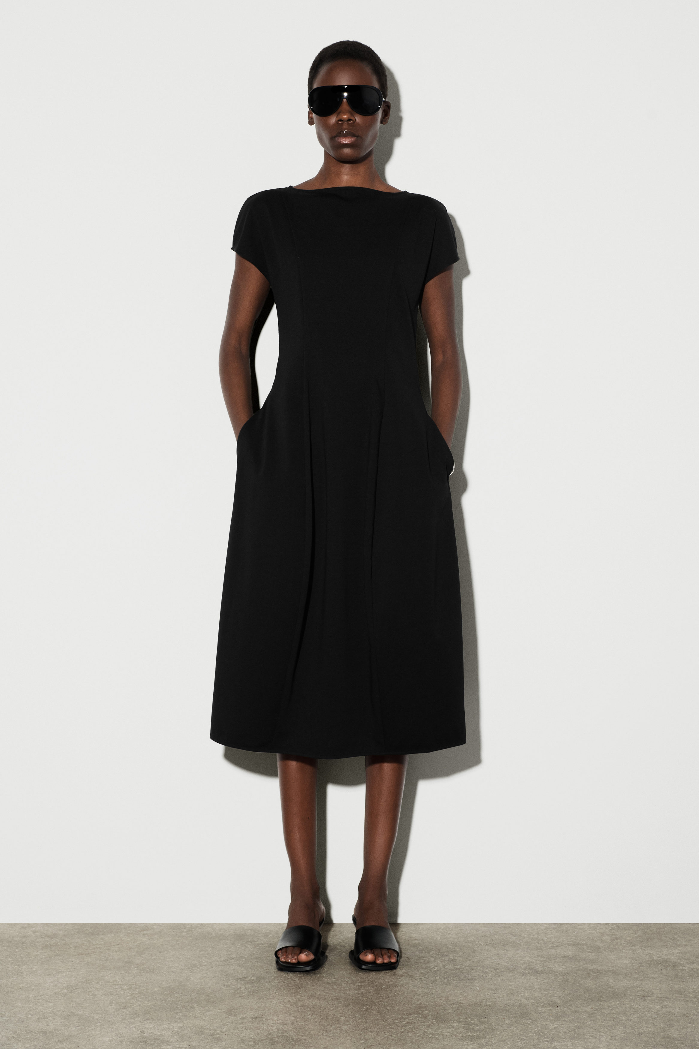 Sculptural Jersey Midi Dress