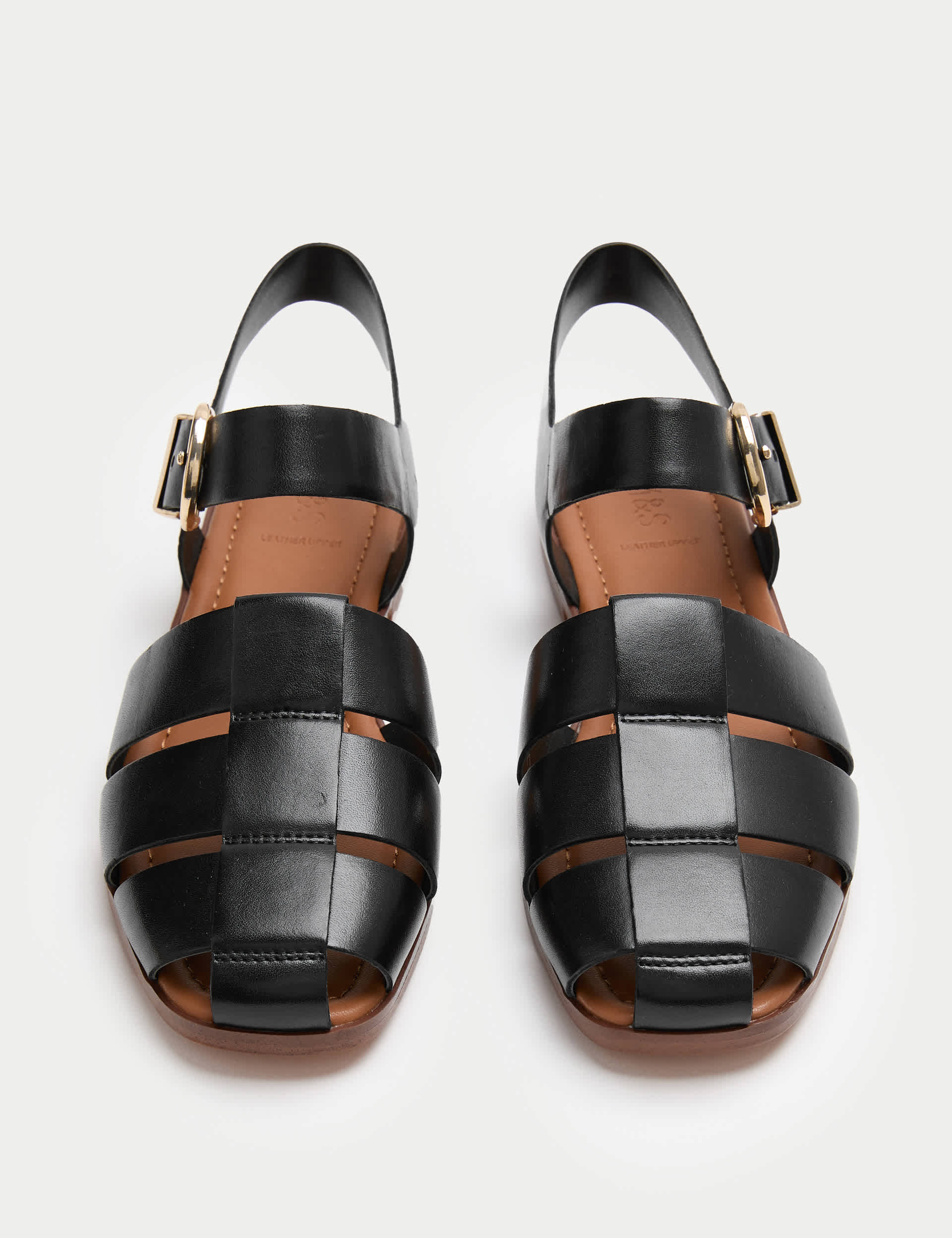 Leather Buckle Flat Fisherman Sandals