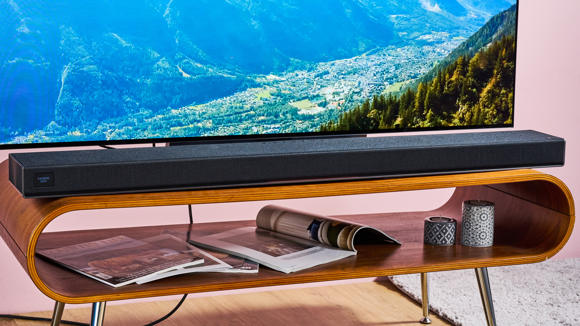 LG Sound Suite H7 soundbar under LG TV