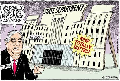 Political cartoon U.S. Rex Tillerson diplomacy state department