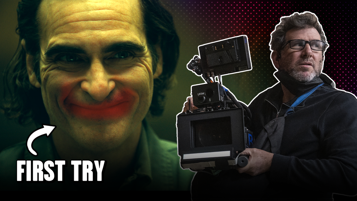 Joaquin Phoenix as Arthur Fleck in Joker: Folie à Deux / Cinematographer Lawrence Sher holding a camera on the set of Joker: Folie à Deux