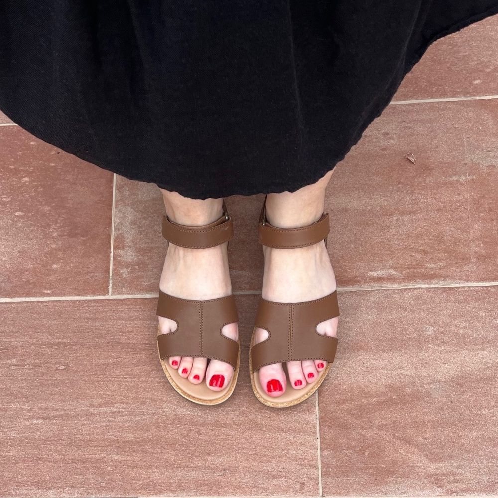 Caroline Parr wearing Sorel sandals