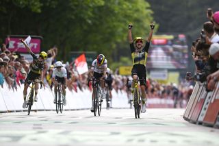 Marianne Vos winning stage one of the 2025 Tour de France Femmes.