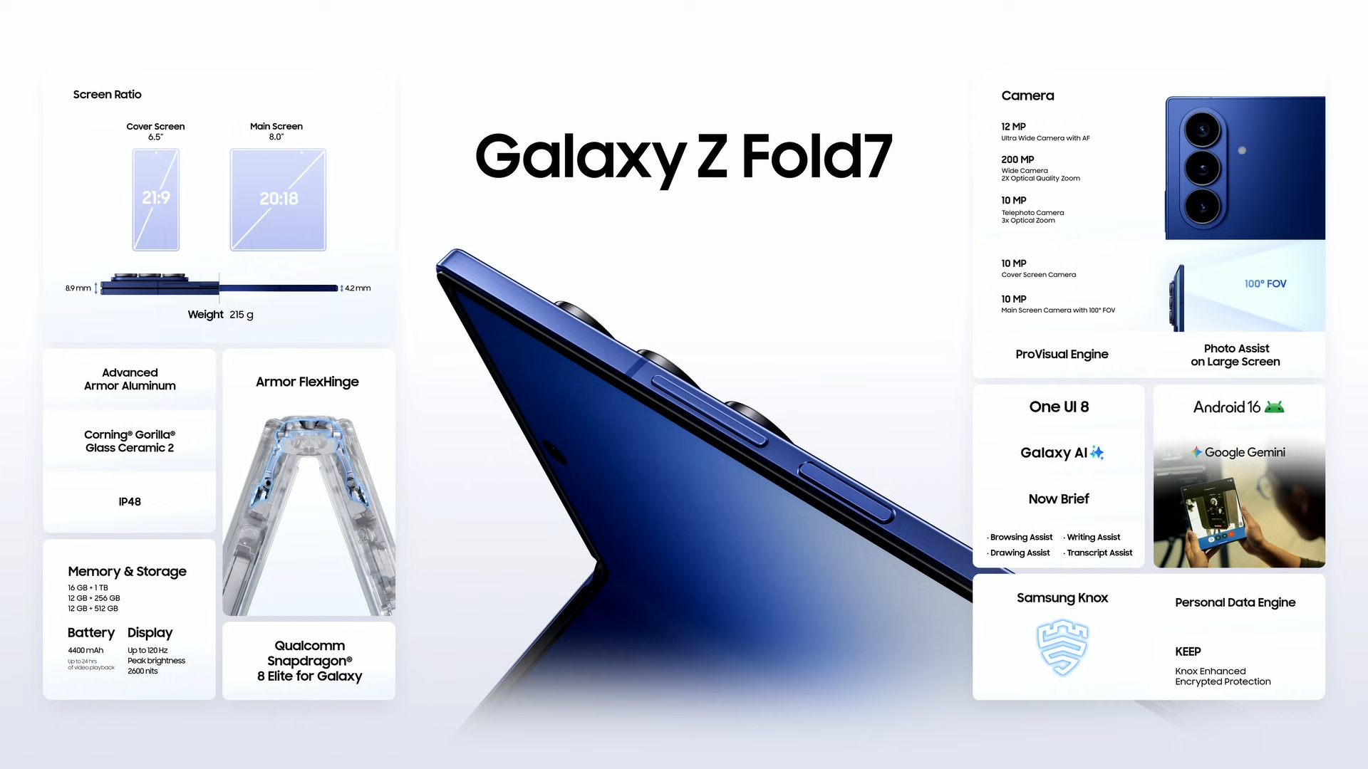 Z Fold 7 specs sheet
