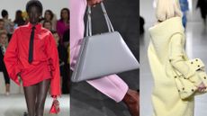 autumn/winter handbag trends 2023 runway show imagery from Valentino, Prada and A.W.AK.E mode
