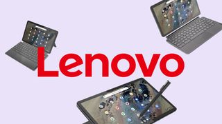 Lenovo logo with laptop images