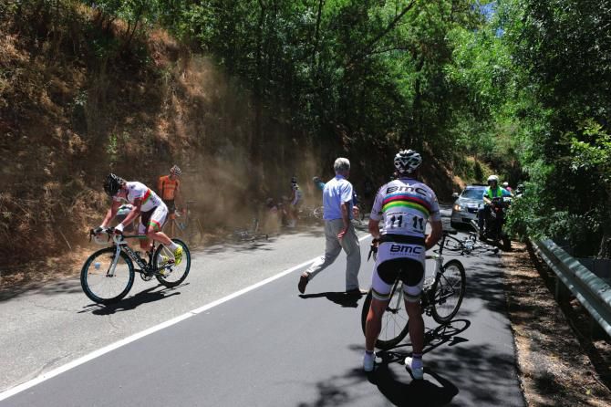 Philippe Gilbert (BMC) hopes were dashed by a crash.