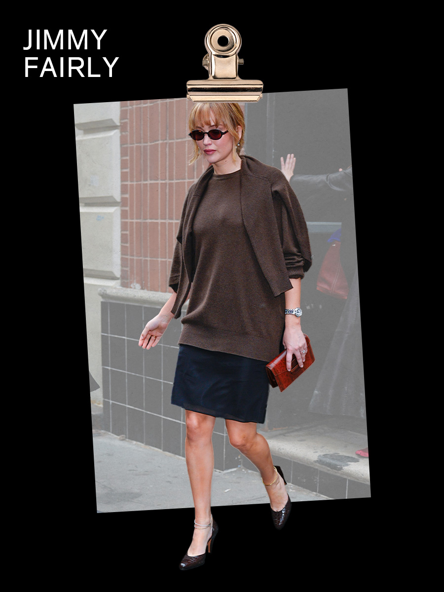 Jennifer Lawrence wearing Jimmy Fairly Elvie Sunglasses, one of the best emerging fashion brands in 2026