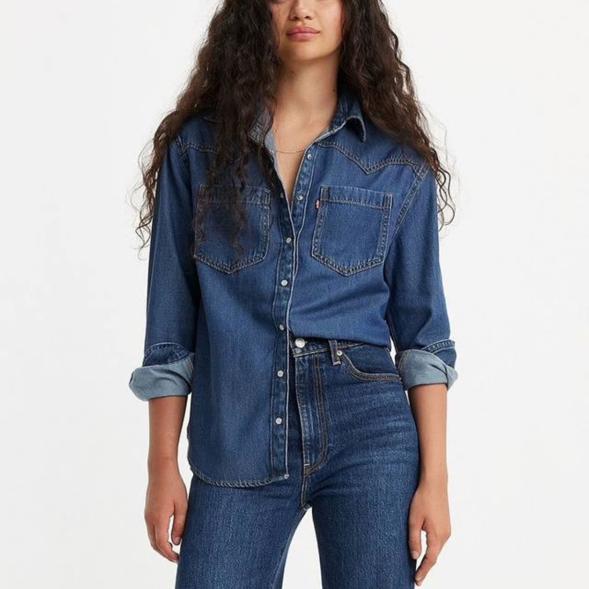 levis dark denim shirt