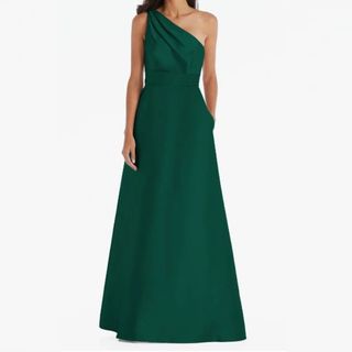 green one shoulder dress