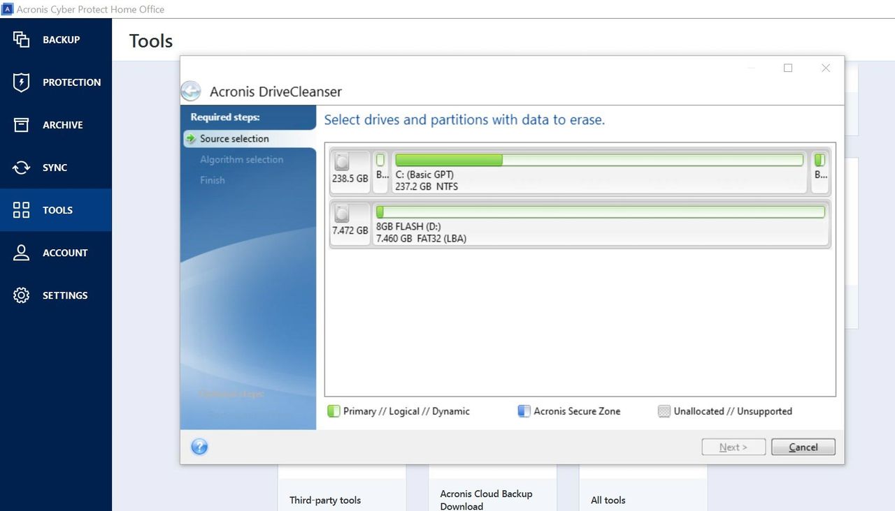 Acronis Cyber Protect Home Office app screen shot