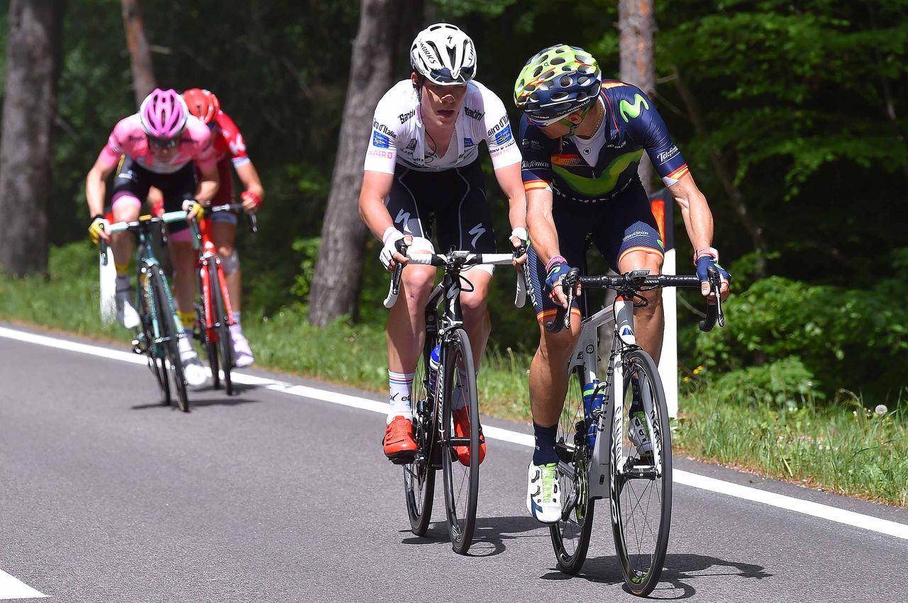 Alejandro Valverde (Movistar) is marked