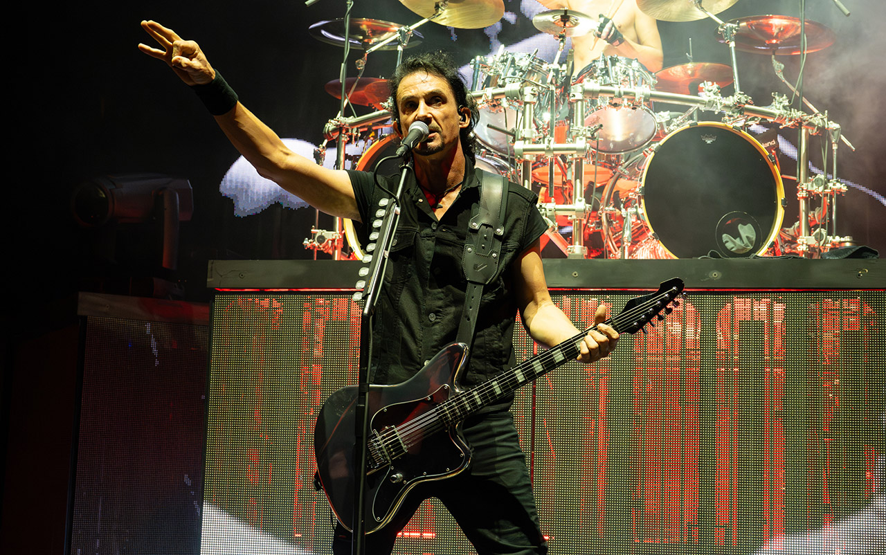 Joe Duplantier and Mario Duplantier of Gojira perform at Shoreline Amphitheatre on October 06, 2024 in Mountain View, California.