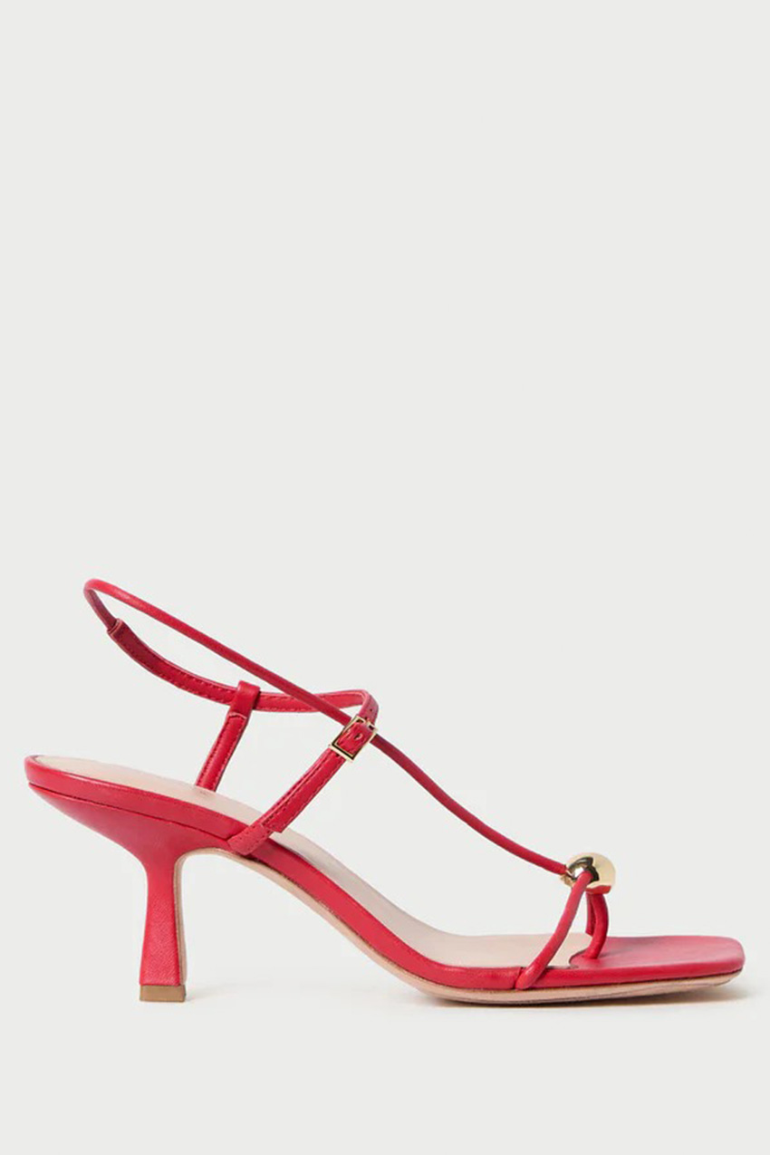 Loeffler Randall Triana Red Leather Mid-Heel Sandal