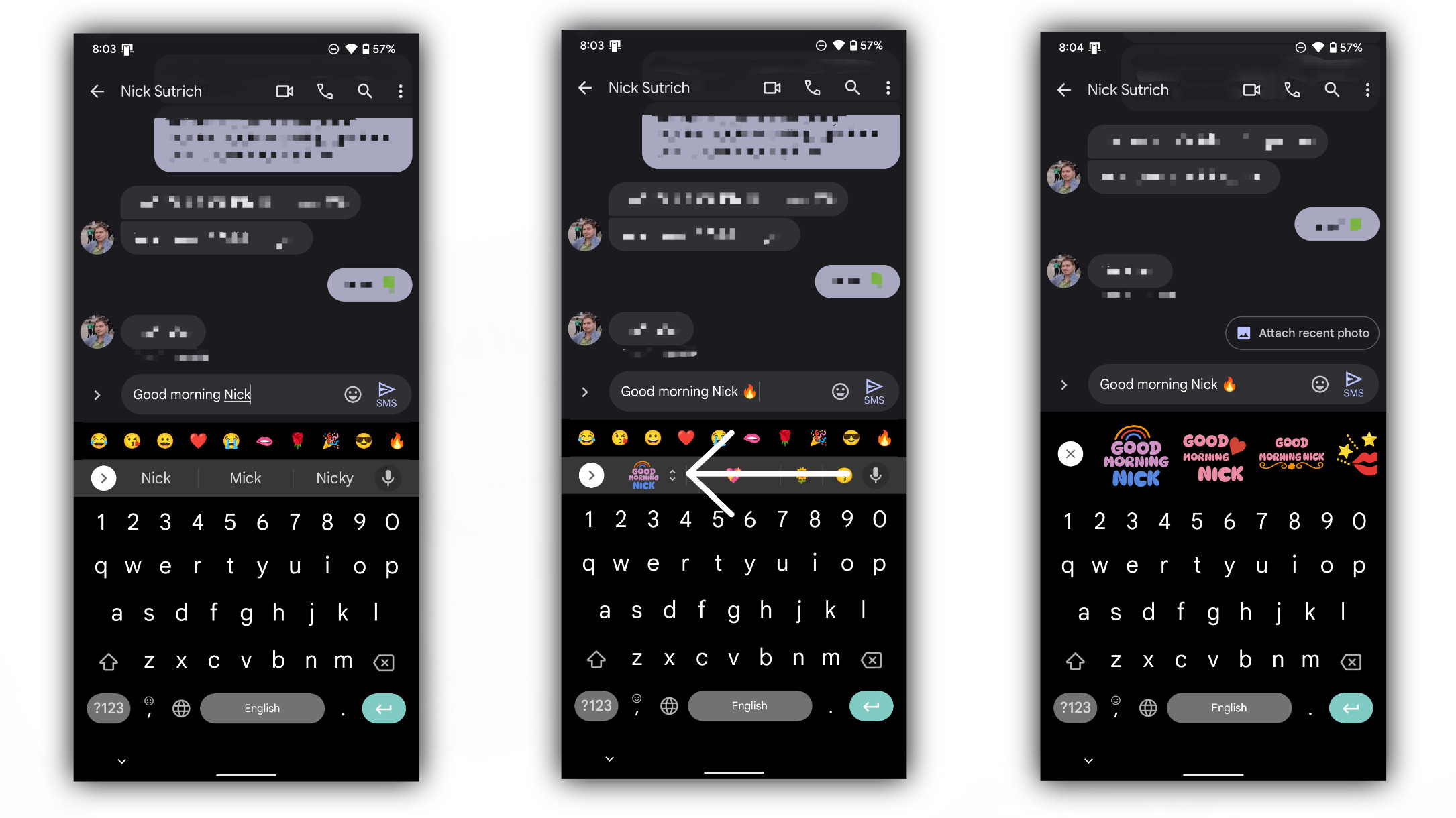 Creating and sending custom text stickers with Gboard