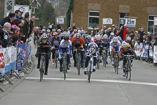 Emily Collins (Wiggle Honda) wins the women's Omloop van het Hageland