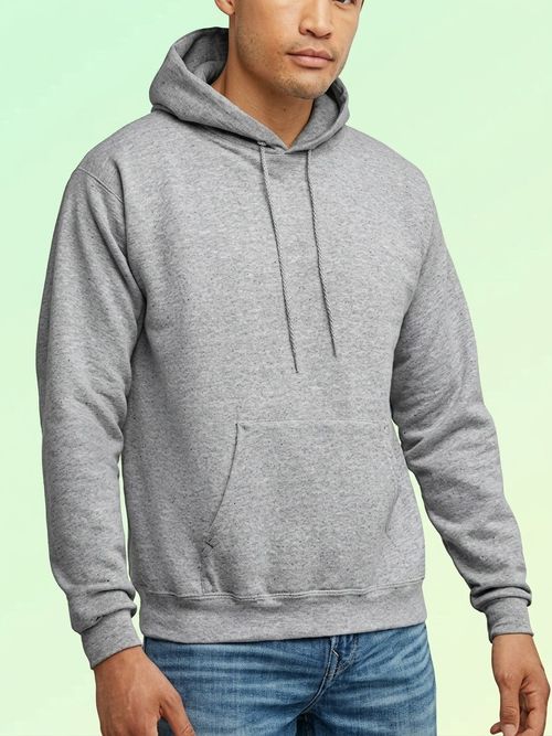 Hanes Men's Pullover Ecosmart Hooded Sweatshirt, Light Steel