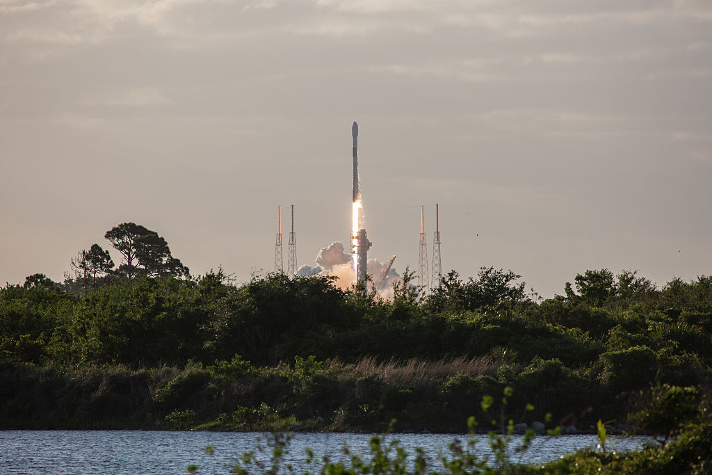 A SpaceX Falcon 9 rocket lifts off from pad 40 at the Cape Canaveral Space Force Station in the United States
