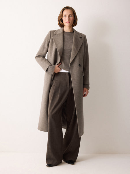 Wool Maxi City Coat | Taupe