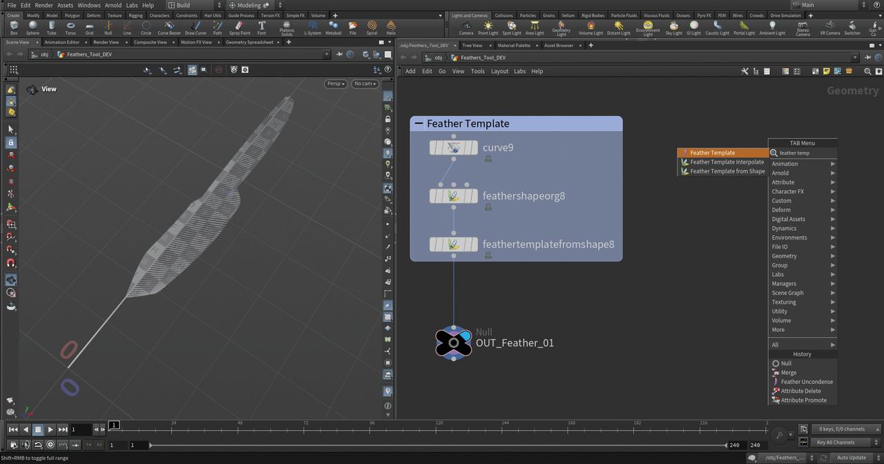 Follow Mario Leone's tutorial to use Houdini 20 feather tool, image 5