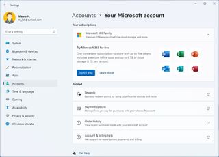 Your Microsoft Account settings page